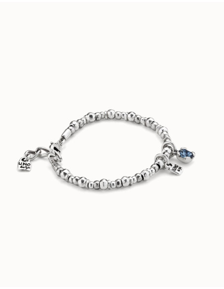 Pulsera UNOde50 bolas con piedra azul