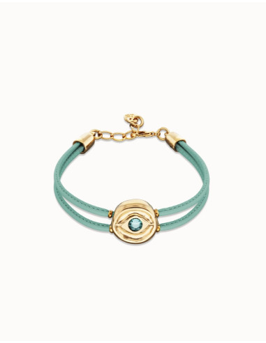 Pulsera de cuero turquesa con ojo...