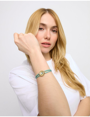 Pulsera de cuero turquesa con ojo...