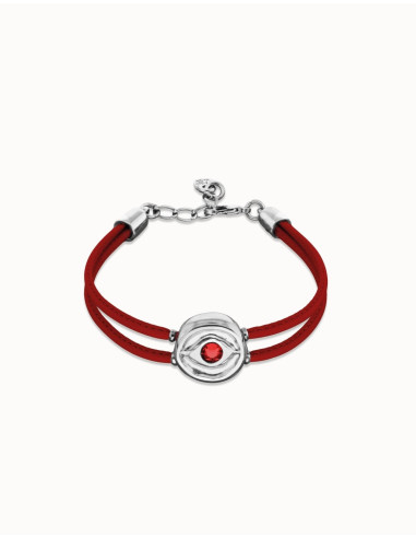 Pulsera de cuero rojo con ojo...