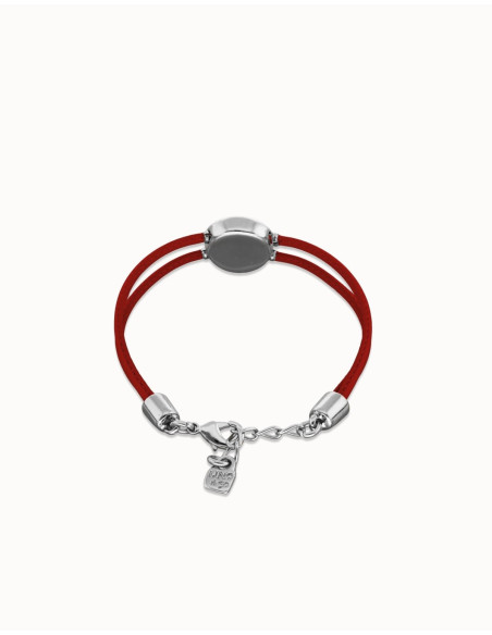 Pulsera de cuero rojo con ojo plateado UNOde50