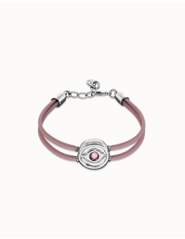 Pulsera de cuero lila con ojo...