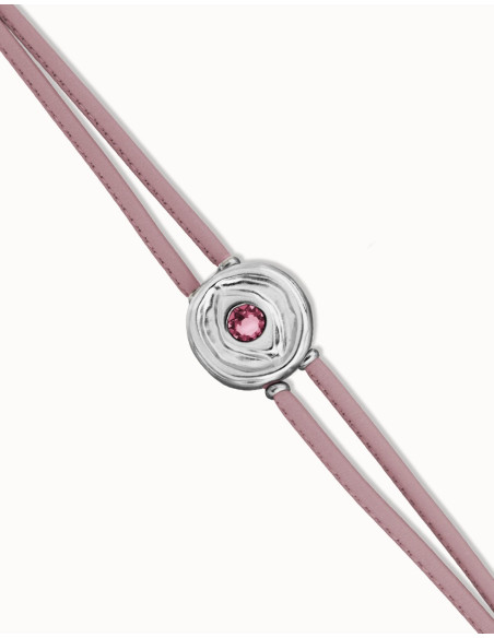 Pulsera de cuero lila con ojo plateado UNOde50