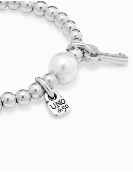Pulsera plateada con perla UNOde50