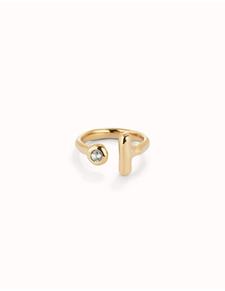 Anillo abierto dorado con topacio blanco UNOde50 Talla 15