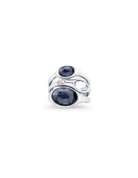 Anillo triple cristales facetados UNOde50 Talla 18