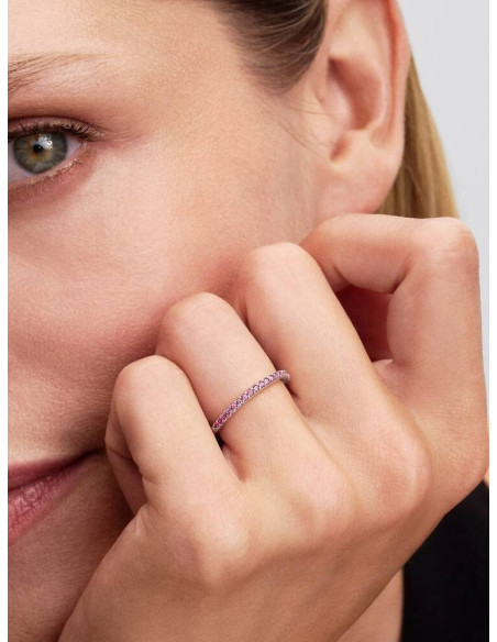 Anillo Banda Brillante Rosa Pandora