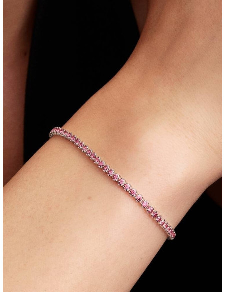 Pulsera de tenis fina rosa de Pandora