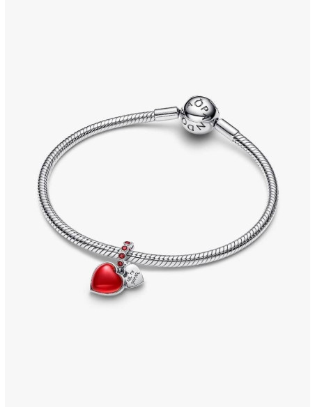 Charm Colgante Doble Corazón Cristal de Murano Rojo de Pandora