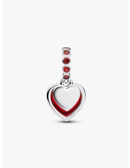 Charm Colgante Doble Corazón Cristal de Murano Rojo de Pandora