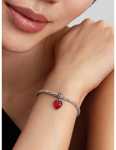 Charm Colgante Doble Corazón Cristal de Murano Rojo de Pandora