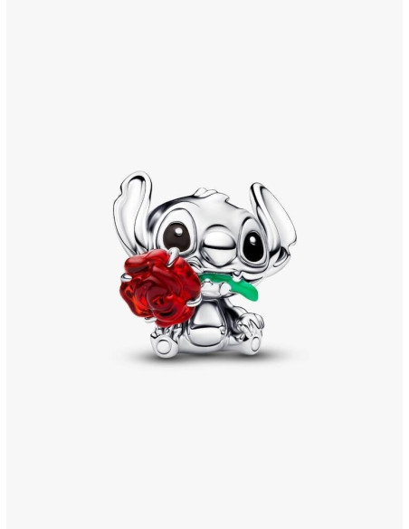 Charm Stitch de Disney con Rosa Cristal de Murano de Disney x Pandora