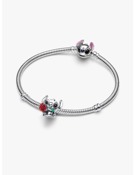 Charm Stitch de Disney con Rosa Cristal de Murano de Disney x Pandora