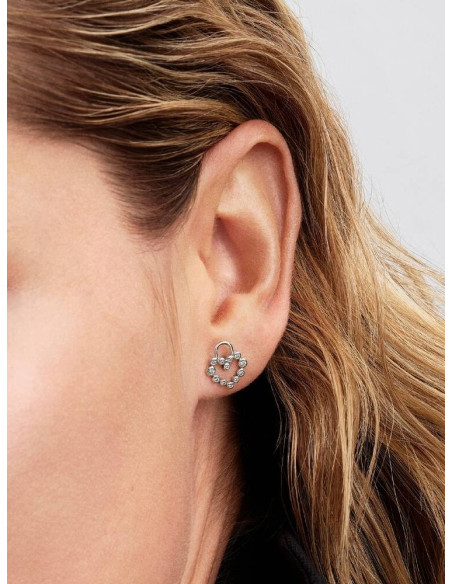 Pendientes de Botón Candado Corazón Brillante de Pandora