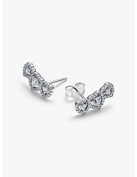 Pendientes de Botón Triple Halo Corazón de Pandora