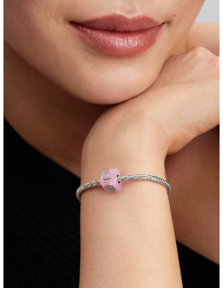 Charm Cubo Amor Cristal de Murano Rosa de Pandora
