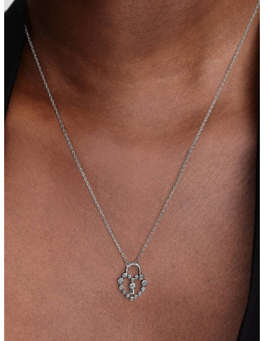 Collar Candado Corazón Brillante de...