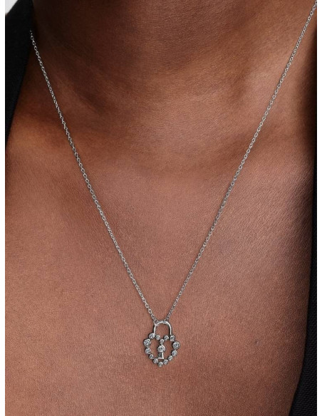 Collar Candado Corazón Brillante de Pandora