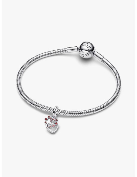 Charm Colgante Corazones Conectados y Gemas Rojas de Pandora