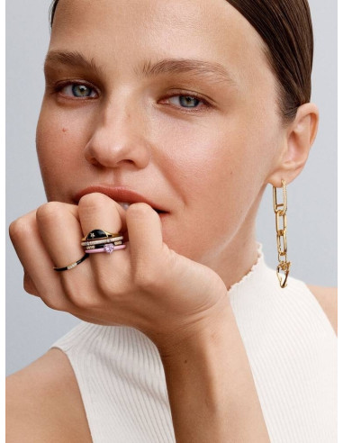 Anillo Textura y Gemas de Pandora