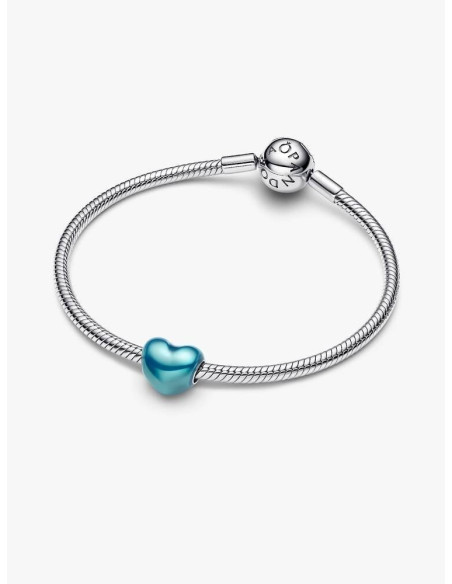 Charm Corazón Metálico Azul Cielo