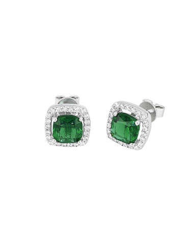 Pendientes de plata esmeralda cuadrada