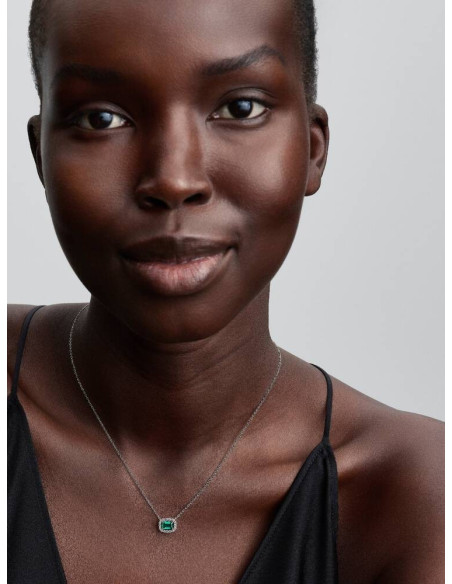 Collar Pandora Halo Rectangular Verde Brilllante